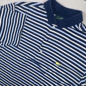 Amen Corner Golf Polo Mens Small S Navy Blue Striped Masters Logo Mercerized